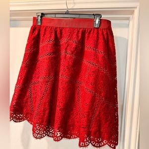 Ann Taylor Cranberry Lace Skirt